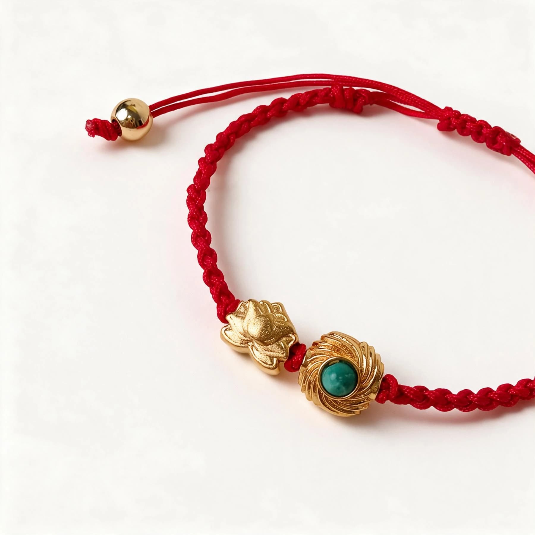 Red Cord 24K Gold Plated Lotus Bracelet — view 5 of 5