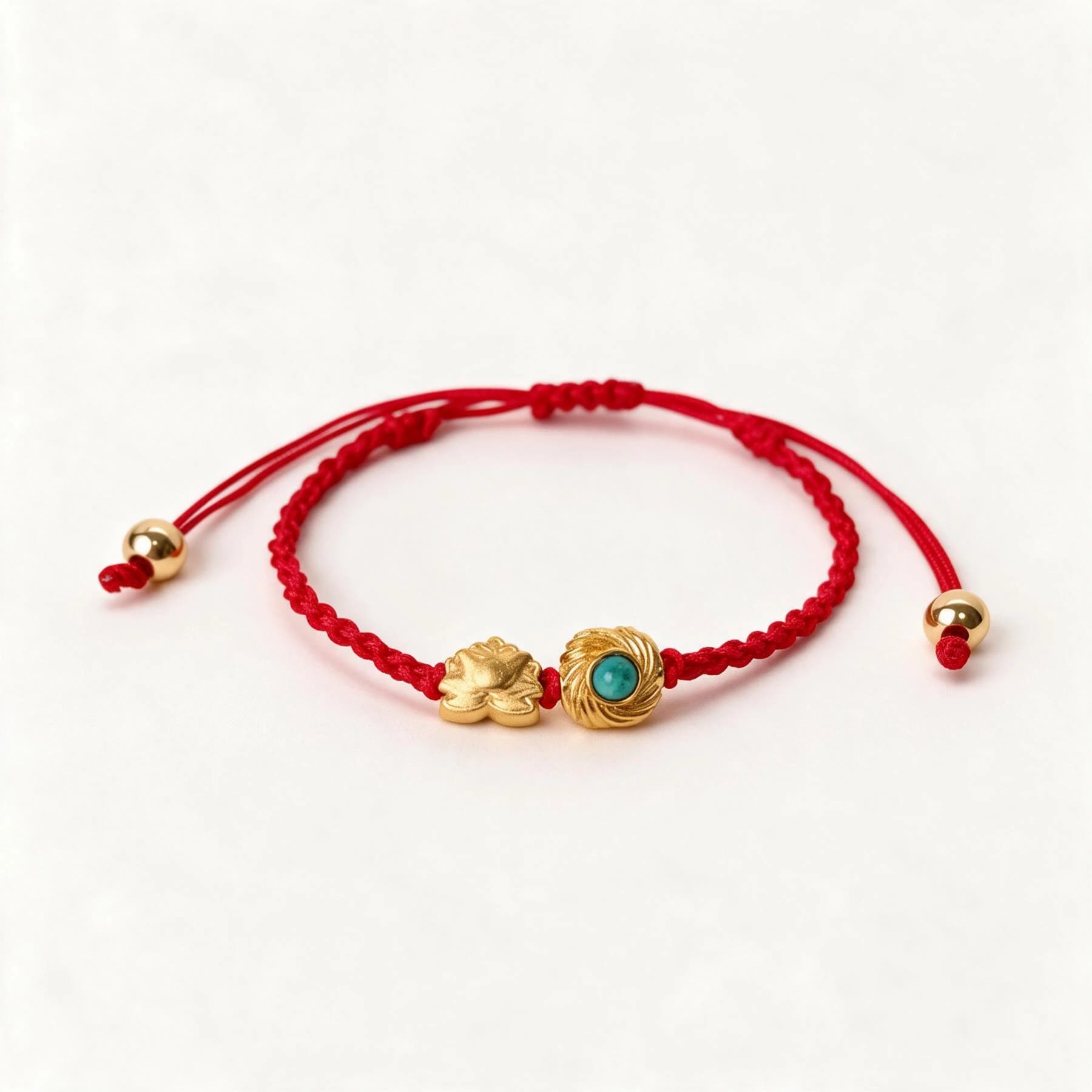 Red Cord 24K Gold Plated Lotus Bracelet — view 1 of 5